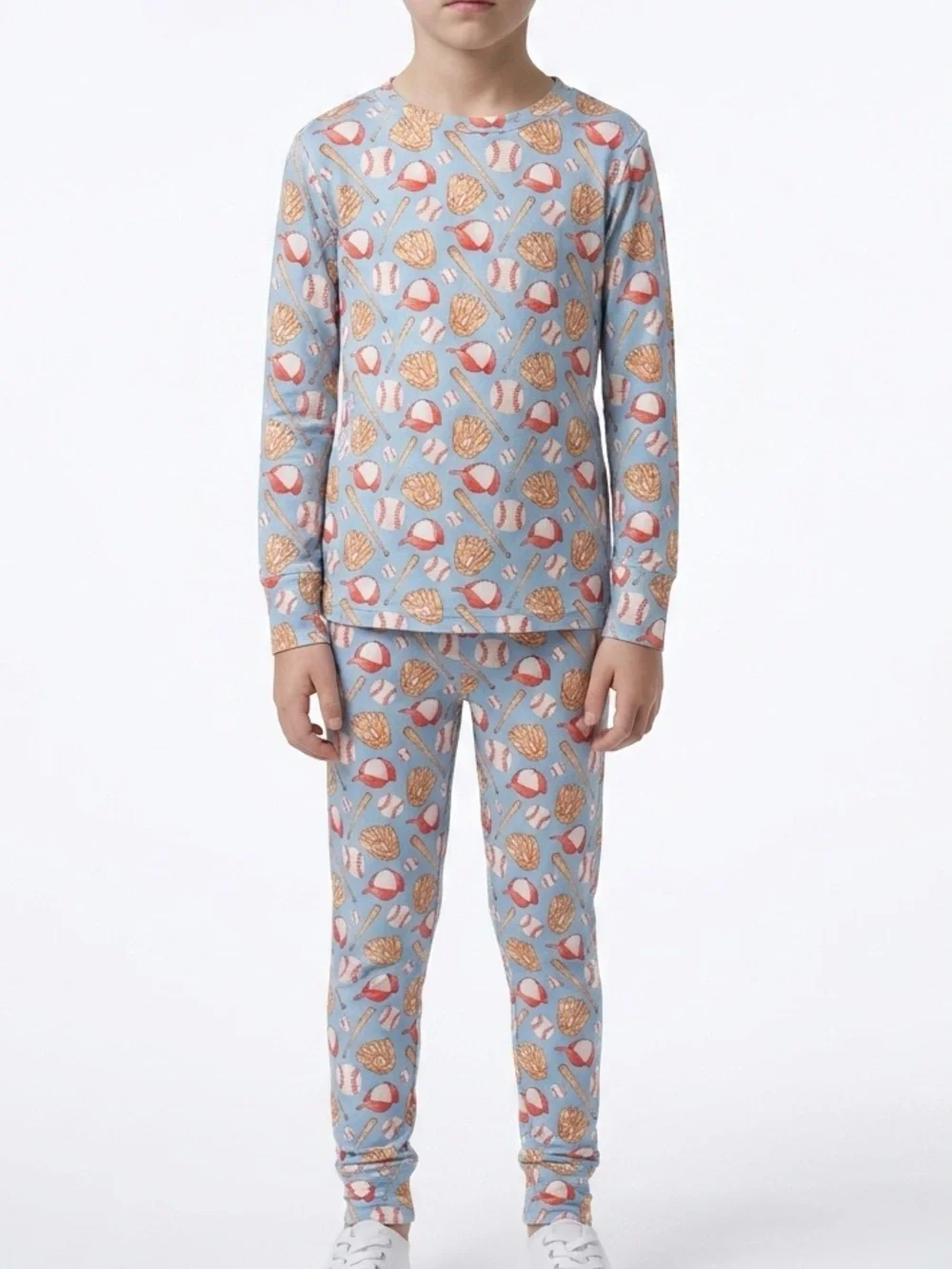 Children's Blue Baseball Print Bamboo Pajama Set